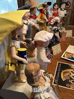 11 -12 Porcelain Country Store Dolls Collection From Franklin Heirloom