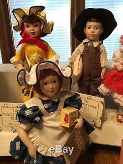 11 -12 Porcelain Country Store Dolls Collection From Franklin Heirloom