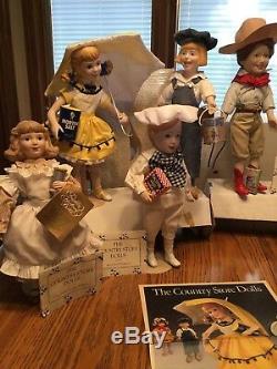 11 -12 Porcelain Country Store Dolls Collection From Franklin Heirloom