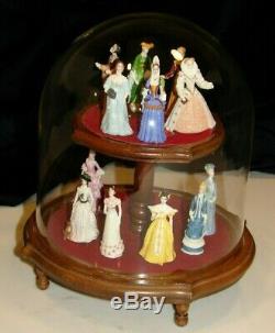 12 FRANKLIN MINT PORCELAIN 1985 LADIES OF FASHION 1415-1902 WithGLASS DISPLAY CASE