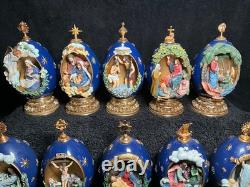 12 Franklin Mint House Of Faberge Eggs Life Of Christ Complete Set-READ! Flaws