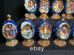 12 Franklin Mint House Of Faberge Eggs Life Of Christ Complete Set-READ! Flaws