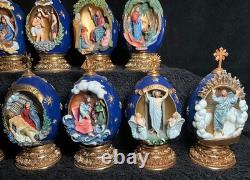 12 Franklin Mint House Of Faberge Eggs Life Of Christ Complete Set-READ! Flaws