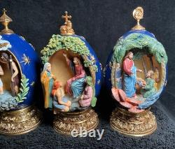 12 Franklin Mint House Of Faberge Eggs Life Of Christ Complete Set-READ! Flaws