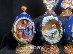 12 Franklin Mint House Of Faberge Eggs Life Of Christ Complete Set-READ! Flaws