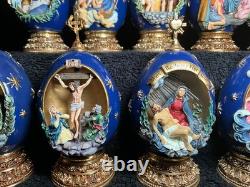 12 Franklin Mint House Of Faberge Eggs Life Of Christ Complete Set-READ! Flaws