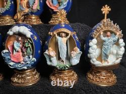 12 Franklin Mint House Of Faberge Eggs Life Of Christ Complete Set-READ! Flaws