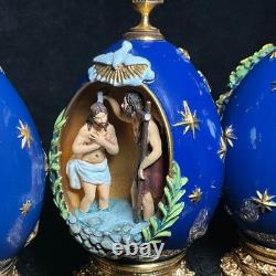 12 Franklin Mint House Of Faberge Eggs Life Of Christ Complete Set-READ! Flaws