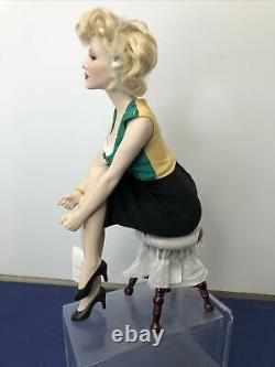 13 Franklin Mint Doll Marilyn Monroe Porcelain Unforgettable Sitting Stool NRFB