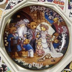 14X Franklin Mint Heirloom Teddy Bear Collectors Plates Lot With Stands 1990s