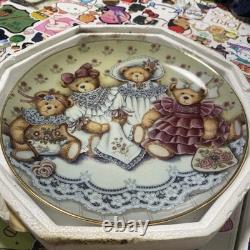 14X Franklin Mint Heirloom Teddy Bear Collectors Plates Lot With Stands 1990s