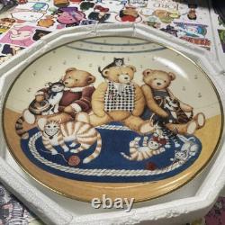 14X Franklin Mint Heirloom Teddy Bear Collectors Plates Lot With Stands 1990s