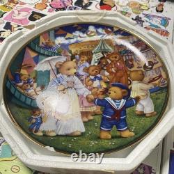 14X Franklin Mint Heirloom Teddy Bear Collectors Plates Lot With Stands 1990s