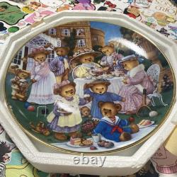 14X Franklin Mint Heirloom Teddy Bear Collectors Plates Lot With Stands 1990s