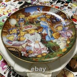 14X Franklin Mint Heirloom Teddy Bear Collectors Plates Lot With Stands 1990s