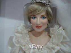 16.5 Franklin Mint Porcela Princess Diana Bride Doll Ltd Ed with COA