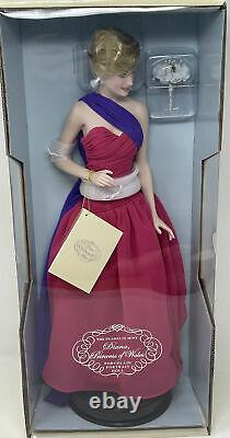 17 Diana Princess Of Wales Porcelain Portrait Doll By Franklin Mint. Pink Dress