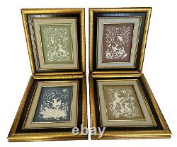 1977 Franklin Mint Nature's Four Seasons Parian Wedgwood Style Plaques