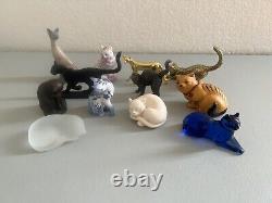 1980's FRANKLIN MINT CURIO CABINET CAT COLLECTION FIGURINES (12)