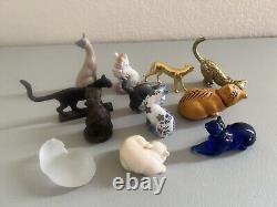 1980's FRANKLIN MINT CURIO CABINET CAT COLLECTION FIGURINES (12)