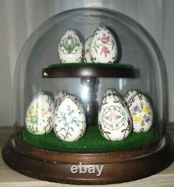 1982 FRANKLIN MINT Collection VICTORIAN FLOWER GARDEN Miniature EGGS With Stand