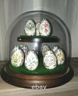 1982 FRANKLIN MINT Collection VICTORIAN FLOWER GARDEN Miniature EGGS With Stand