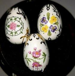 1982 FRANKLIN MINT Collection VICTORIAN FLOWER GARDEN Miniature EGGS With Stand