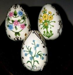 1982 FRANKLIN MINT Collection VICTORIAN FLOWER GARDEN Miniature EGGS With Stand