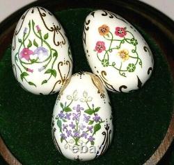 1982 FRANKLIN MINT Collection VICTORIAN FLOWER GARDEN Miniature EGGS With Stand