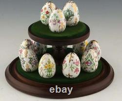 1982 FRANKLIN MINT Collection VICTORIAN FLOWER GARDEN Miniature EGGS With Stand