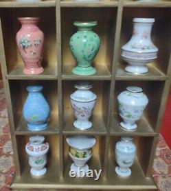 1982 Franklin Mint 12 Porcelain Flowers of the Victorian Mini Vase Set and Shelf