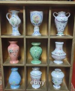 1982 Franklin Mint 12 Porcelain Flowers of the Victorian Mini Vase Set and Shelf