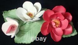 1985 Franklin Mint Porcelain Flower Set of 12 Capodimonte Italy with Display Stand