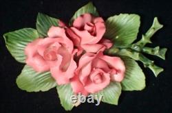 1985 Franklin Mint Porcelain Flower Set of 12 Capodimonte Italy with Display Stand