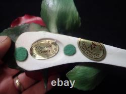 1985 Franklin Mint Porcelain Flower Set of 12 Capodimonte Italy with Display Stand