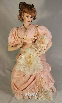 1986 Franklin Mint Heirloom Gibson Girl Mother And Child Porcelain Doll Set