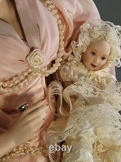 1986 Franklin Mint Heirloom Gibson Girl Mother And Child Porcelain Doll Set