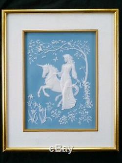 1986 Franklin Mint parian porcelain picture The Lady and the Unicorn 14 by 17