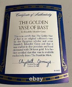1987 FRANKLIN MINT THE GOLDEN VASE OF BAST 24k GOLD DECORATED- Great Condition