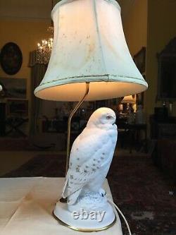 1987 Porcelain Franklin Mint Snowy Owl Table Lamp 19 With Tatty Shade 24