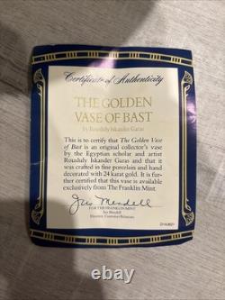 1987 THE GOLDEN VASE OF BAST FRANKLIN MINT 24k GOLD DECORATED VASE NEW COA NIB