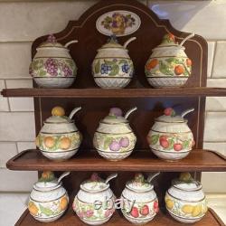 1988 Franklin Mint Le Cordon Bleu Spice Rack 10 Jam Condiment Jars