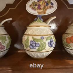 1988 Franklin Mint Le Cordon Bleu Spice Rack 10 Jam Condiment Jars