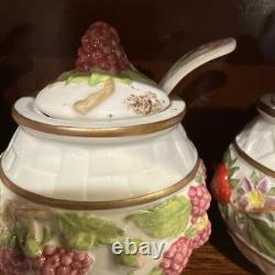 1988 Franklin Mint Le Cordon Bleu Spice Rack 10 Jam Condiment Jars