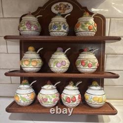 1988 Franklin Mint Le Cordon Bleu Spice Rack 10 Jam Condiment Jars