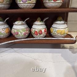 1988 Franklin Mint Le Cordon Bleu Spice Rack 10 Jam Condiment Jars