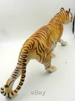1988 Franklin Mint Porcelain Bengal Tiger Statue On The Prowl With Wooden Base