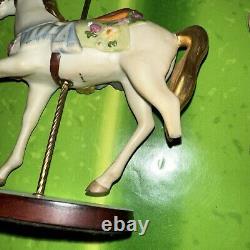 1988 Franklin Mint Set Of 12 Carousel Animal Figurines with Wood Wall Display