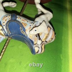 1988 Franklin Mint Set Of 12 Carousel Animal Figurines with Wood Wall Display