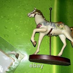1988 Franklin Mint Set Of 12 Carousel Animal Figurines with Wood Wall Display
